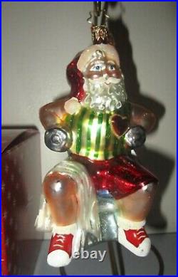 Christopher Radko FIT NICK Santa Claus Working Out Christmas Ornament NWT + Box