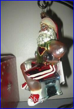 Christopher Radko FIT NICK Santa Claus Working Out Christmas Ornament NWT + Box