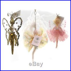 Christopher Radko FLUTTERBY FAIRIES ST/3 Blown Glass Ornament Italy
