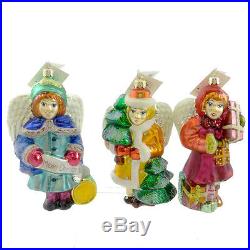 Christopher Radko FOREST ANGELS Blown Glass Ornament Set/3 Limited Edition