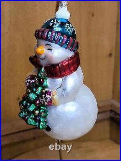 Christopher Radko FROSTY FILMOR Snowman Glass Christmas Ornament RARE HTF 7