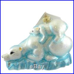 Christopher Radko FROZY COZY Blown Glass Ornament Polar Bears Ice Berg