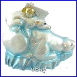 Christopher Radko FROZY COZY Blown Glass Ornament Polar Bears Ice Berg