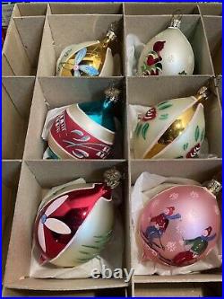 Christopher Radko Fantasia 6 Blown Glass Ornaments in Box Hand Painted Poland