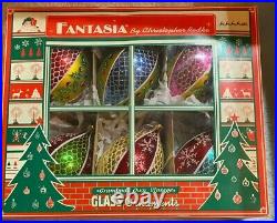 Christopher Radko Fantasia Christmas Ornaments Crown Sparkle Set of 6