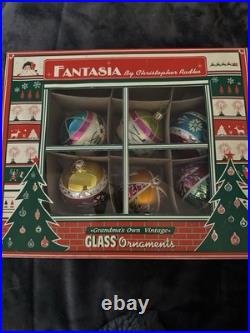 Christopher Radko Fantasia Crown Sparkle Glass Ornaments Set Of 6