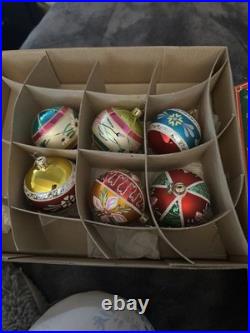 Christopher Radko Fantasia Crown Sparkle Glass Ornaments Set Of 6