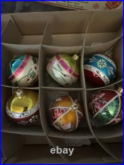 Christopher Radko Fantasia Crown Sparkle Glass Ornaments Set Of 6