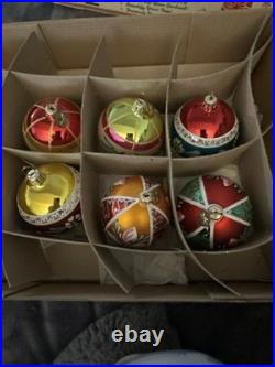Christopher Radko Fantasia Crown Sparkle Glass Ornaments Set Of 6
