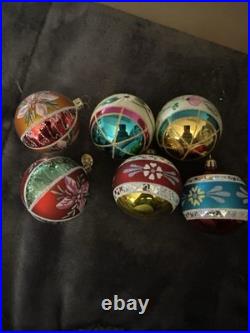 Christopher Radko Fantasia Crown Sparkle Glass Ornaments Set Of 6