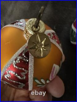 Christopher Radko Fantasia Crown Sparkle Glass Ornaments Set Of 6