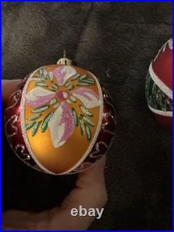 Christopher Radko Fantasia Crown Sparkle Glass Ornaments Set Of 6