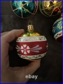 Christopher Radko Fantasia Crown Sparkle Glass Ornaments Set Of 6