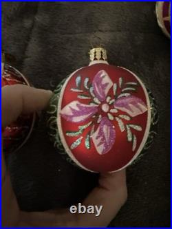 Christopher Radko Fantasia Crown Sparkle Glass Ornaments Set Of 6