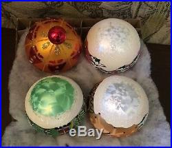 Christopher Radko Fantasia Set of 4 Glass Ball Christmas Ornaments in box 4
