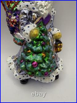 Christopher Radko Father Frost Santa with Christmas Tree 9 Ornament Tag & Bag