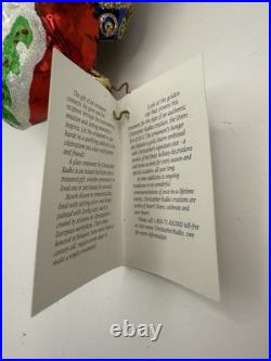 Christopher Radko Father Frost Santa with Christmas Tree 9 Ornament Tag & Bag