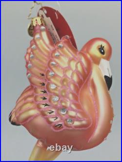 Christopher Radko Flamingo Flare 1018635 SIGNED HTF RARE Glass Ornament withTags