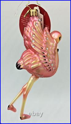 Christopher Radko Flamingo Flare 1018635 SIGNED HTF RARE Glass Ornament withTags
