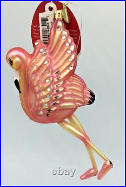 Christopher Radko Flamingo Flare 1018635 SIGNED HTF RARE Glass Ornament withTags Christopher Radko Flamingo Flare 1018635 SIGNED HTF RARE Glass Ornament withTags