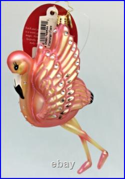 Christopher Radko Flamingo Flare 1018635 SIGNED HTF RARE Glass Ornament withTags