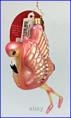 Christopher Radko Flamingo Flare 1018635 SIGNED HTF RARE Glass Ornament withTags