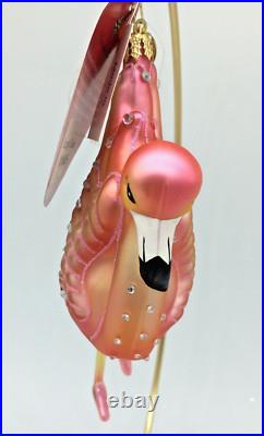 Christopher Radko Flamingo Flare 1018635 SIGNED HTF RARE Glass Ornament withTags