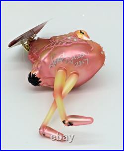 Christopher Radko Flamingo Flare 1018635 SIGNED HTF RARE Glass Ornament withTags Christopher Radko Flamingo Flare 1018635 SIGNED HTF RARE Glass Ornament withTags