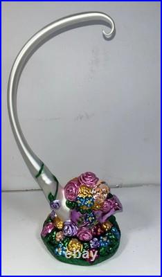 Christopher Radko Floral Holiday Spring Flowers Easter Glass Ornament & Stand