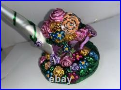 Christopher Radko Floral Holiday Spring Flowers Easter Glass Ornament & Stand