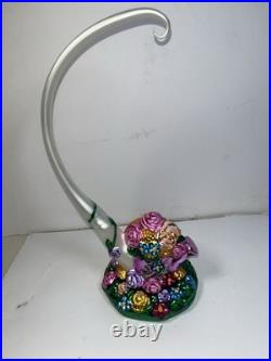 Christopher Radko Floral Holiday Spring Flowers Easter Glass Ornament & Stand Christopher Radko Floral Holiday Spring Flowers Easter Glass Ornament & Stand
