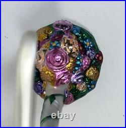 Christopher Radko Floral Holiday Spring Flowers Easter Glass Ornament & Stand