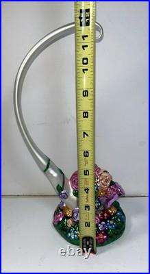 Christopher Radko Floral Holiday Spring Flowers Easter Glass Ornament & Stand