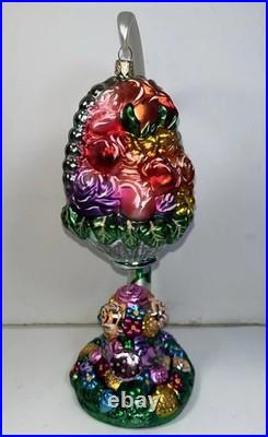 Christopher Radko Floral Holiday Spring Flowers Easter Glass Ornament & Stand Christopher Radko Floral Holiday Spring Flowers Easter Glass Ornament & Stand