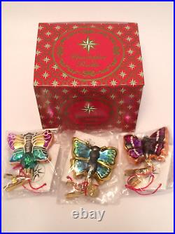Christopher Radko Flutterby's 00-332-0 RARE Complete Set of 3! NEW IN BAGS