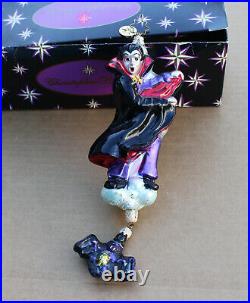 Christopher Radko Fly By Night Vampire & Bat Ornament Glass Halloween Christmas