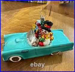 Christopher Radko Ford thunderbird vintage snowman ornament. Rare
