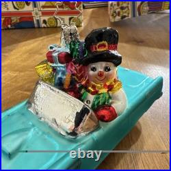 Christopher Radko Ford thunderbird vintage snowman ornament. Rare