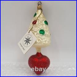 Christopher Radko Frosted Christmas Tree Drop Heart Ornament Very Rare! Vintage