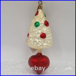 Christopher Radko Frosted Christmas Tree Drop Heart Ornament Very Rare! Vintage