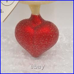 Christopher Radko Frosted Christmas Tree Drop Heart Ornament Very Rare! Vintage