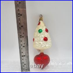 Christopher Radko Frosted Christmas Tree Drop Heart Ornament Very Rare! Vintage