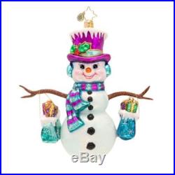 Christopher Radko Frosty Shopper Glass Christmas Ornament 2014