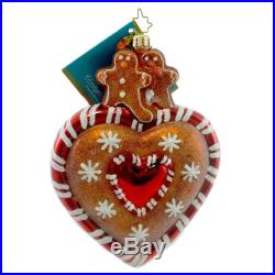 Christopher Radko GINGER STREET SWEET Blown Glass Ornament Heart Gingerbread