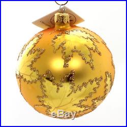 Christopher Radko GOLDEN SCARLETT Glass Ornament Leaf Ball 870102