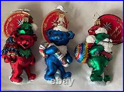Christopher Radko GRATEFUL DEAD Christmas Ornaments Dancing Bears Set of 3