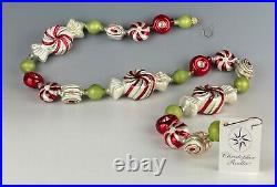 Christopher Radko Garland Peppermint Penny Candy Glass Mint In Box 36 Long