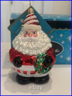 Christopher Radko Glad Glidings Santa Peppermint Joy Glass Christmas Ornament