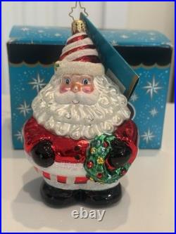 Christopher Radko Glad Glidings Santa Peppermint Joy Glass Christmas Ornament