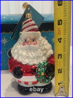 Christopher Radko Glad Glidings Santa Peppermint Joy Glass Christmas Ornament